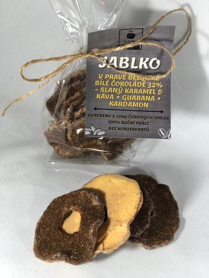 FIT-STYL.CZ JABLKO - v pravé belgické bílé čokoládě 32% - slaný karamel & káva + guarana + kardamon