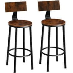 tectake 2 Barové židle Poole - Industrial tmavé dřevo