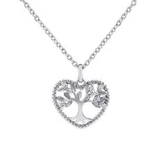 Silvego Stříbrný náhrdelník s přívěskem Strom života v srdci Zethar JJJ0971N