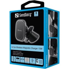 Sandberg In Car Wireless Magnetic Charger 15W, bezdrátová autonabíječka Qi