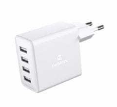 SWISSTEN síťový adaptér 4x usb 4a 20w bílý