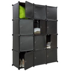 tectake Variabilní regálový systém s 12 boxy s dvířky 112x37x148cm - černá