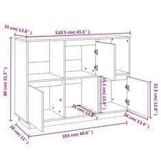 Greatstore Příborník 110,5 x 35 x 80 cm masivní borové dřevo