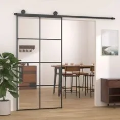 Greatstore Posuvné dveře černé 102,5 x 205 cm ESG sklo a hliník