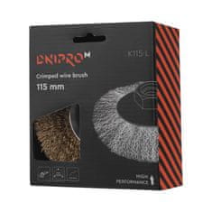 Dnipro-M Kovový kartáč K115-L kužel, vlnitý drát, mosaz 115 mm Dnipro-M 49614000