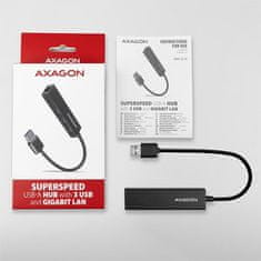 HMA-GL3A, USB 3.2 Gen 1 hub, porty 3x USB-A + Gigabit Ethernet, kovový, kabel USB-A 20cm