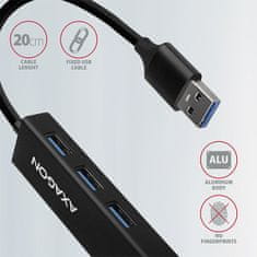 HMA-GL3A, USB 3.2 Gen 1 hub, porty 3x USB-A + Gigabit Ethernet, kovový, kabel USB-A 20cm