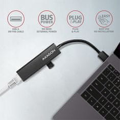 HMA-GL3A, USB 3.2 Gen 1 hub, porty 3x USB-A + Gigabit Ethernet, kovový, kabel USB-A 20cm