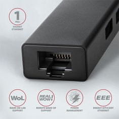 HMA-GL3A, USB 3.2 Gen 1 hub, porty 3x USB-A + Gigabit Ethernet, kovový, kabel USB-A 20cm