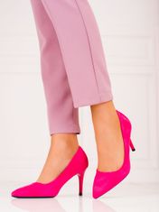 Amiatex Stylové dámské růžové lodičky na jehlovém podpatku + Ponožky Gatta Calzino Strech, odstíny růžové, 37