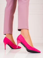 Amiatex Stylové dámské růžové lodičky na jehlovém podpatku + Ponožky Gatta Calzino Strech, odstíny růžové, 37