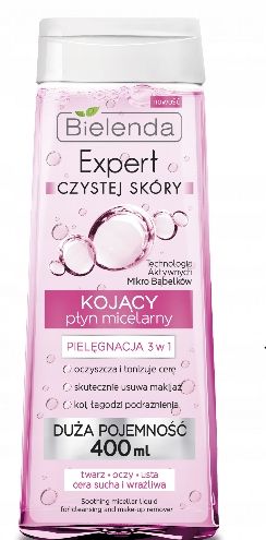 Bielenda Micelární zklidňující voda EXPERT CLEAN 3 V 1, 400 ML