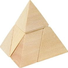 Goki  Dřevěný hlavolam 3D Trojboká pyramida v bavlněném pytlíku