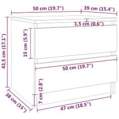 Greatstore Noční stolek kouřový dub 50 x 39 x 43,5 cm kompozitní dřevo