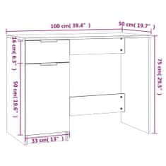 Vidaxl Psací stůl bílý 100 x 50 x 75 cm kompozitní dřevo