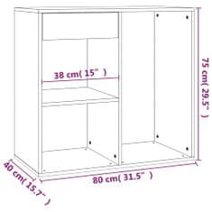 Vidaxl Kosmetická skříňka kouřový dub 80 x 40 x 75 cm kompozitní dřevo