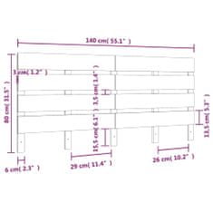 Vidaxl Čelo postele bílé 140 x 3 x 80 cm masivní borovice