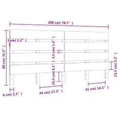 Vidaxl Čelo postele bílé 200 x 3 x 80 cm masivní borovice