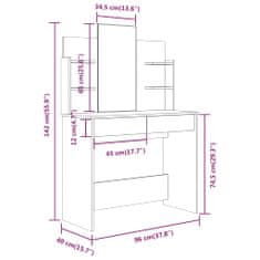 Vidaxl Toaletní stolek se zrcadlem hnědý dub 96 x 40 x 142 cm