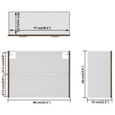 Vidaxl Závěsná prosklená skříňka hnědý dub 80 x 31 x 60 cm kompozit