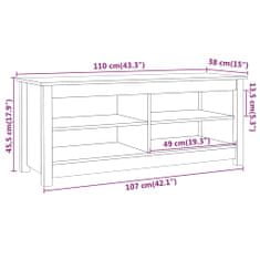 Greatstore Lavice s botníkem bílá 110 x 38 x 45,5 cm masivní borovice