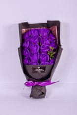 Medvídárek fialový puget z mýdlových růží v dárkovém boxu