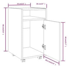 Greatstore Odkládací skříňka na kolečkách hnědý dub 33x38x60 cm kompozit