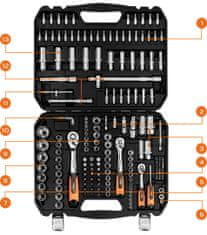 NEO Tools  Sada stopek 1/4", 3/8", 1/2", 182ks