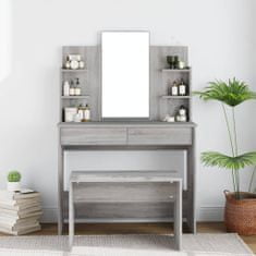 Greatstore Toaletní stolek se zrcadlem šedý sonoma 96 x 40 x 142 cm