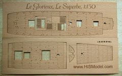 HiSModel Dřevěná paluba dubová pro model - Heller Superbe/Glorieux 1:150