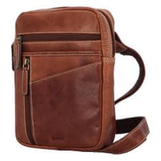 Diviley Pánská kožená crossbody taška s kontrastním prošíváním Bonnie, hnědá 13