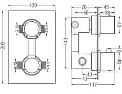 Mexen Cube termostatická baterie sprcha/vana 2-w výstup (77502-20)