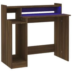 Vidaxl Psací stůl s LED světly hnědý dub 97x90x45 cm kompozitní dřevo