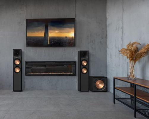  kvalitní elegantní subwoofer klipsch r-101sw z MDF vysoce kvalitní zvuk skvělý výkon zadní bassreflex pro silné basy moderní design 