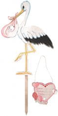Anděl Přerov Čáp dřevěný 46 x 70 cm, růžový 