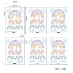 Funlife Dětské samolepky na zeď duhy a mráčky 11 x 7 cm