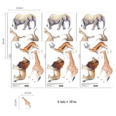 Funlife Nálepky do dětského pokoje zvířata safari 10 x 12 cm