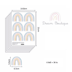 Funlife Dětské samolepky na zeď duhy pastelové 6 x 5 cm