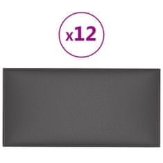 Vidaxl Nástěnné panely 12 ks šedé 30 x 15 cm umělá kůže 0,54 m²