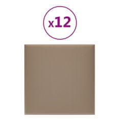 Vidaxl Nástěnné panely 12 ks cappuccino 30 x 30 cm umělá kůže 1,08 m²