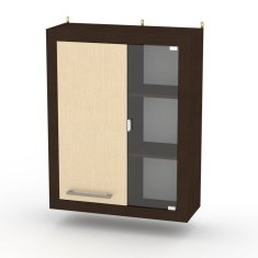 eoshop MG-1-1 Závěsná vitrína (Barva dřeva: wenge + javor)