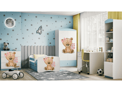 Kocot kids Dětská skříň Babydreams 90 cm méďa s kytičkami modrá