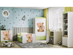 Kocot kids Dětská skříň Babydreams 90 cm méďa s kytičkami zelená