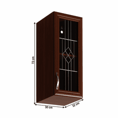 KONDELA Horní skříňka G30S se sklem, pravá, ořech Milano, SICILIA