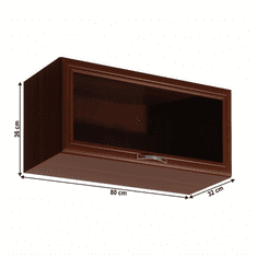 KONDELA Horní skříňka G80KS se sklem, ořech Milano, SICILIA