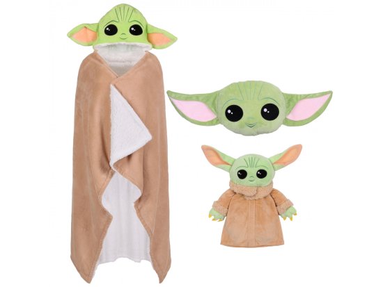 sarcia.eu Zelený set s motivem Baby Yoda Disney: přehoz, polštář, termofor