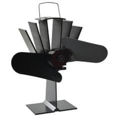 Greatstore Teplem poháněný ventilátor na kamna 2 lopatky černý