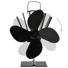 Greatstore Teplem poháněný ventilátor na kamna 4 lopatky černý