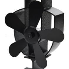 Greatstore Teplem poháněný ventilátor na kamna 5 lopatek černý