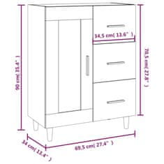 Vidaxl Příborník bílý s vysokým leskem 69,5x34x90 cm kompozitní dřevo